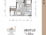 福文华府_2室2厅1卫 建面60平米